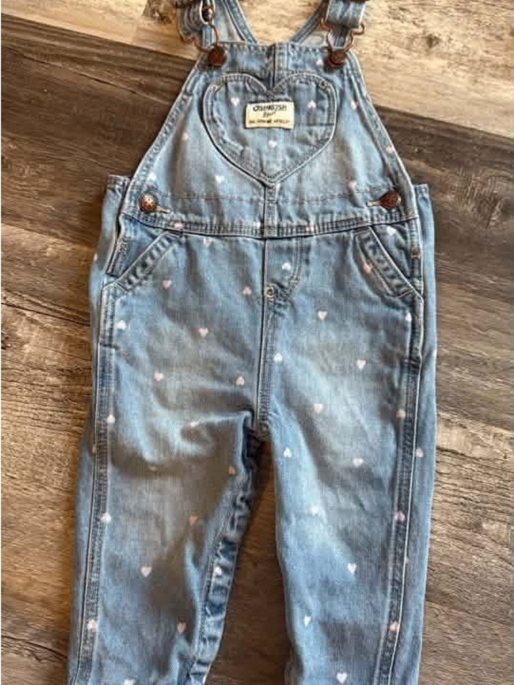 OshKosh Light Blue Denim Heart Print Overalls
